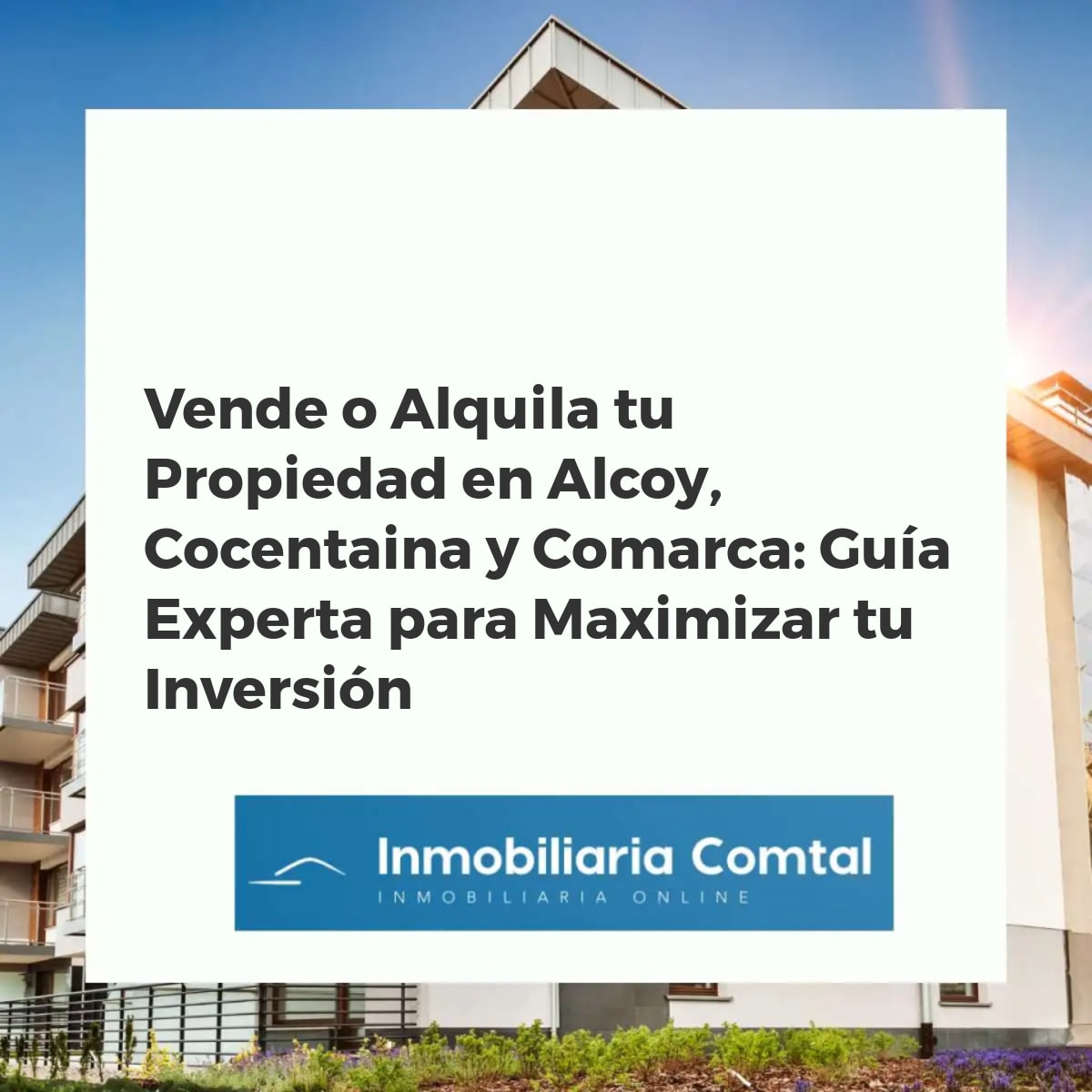 Vista aérea de Alcoy y Cocentaina, con edificios residenciales y zonas verdes, simbolizando oportunidades inmobiliarias.