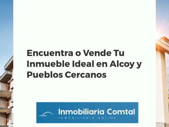 Paisaje urbano y rural de Alcoy y sus pueblos cercanos al atardecer, mostrando diversidad de propiedades y naturaleza